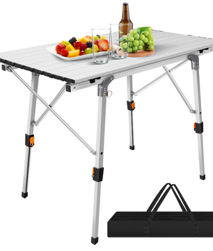 Opvouwbare Campingtafel 90 cm – Verstelbare Hoogte met Lichtgewicht Aluminium en Opbergruimte