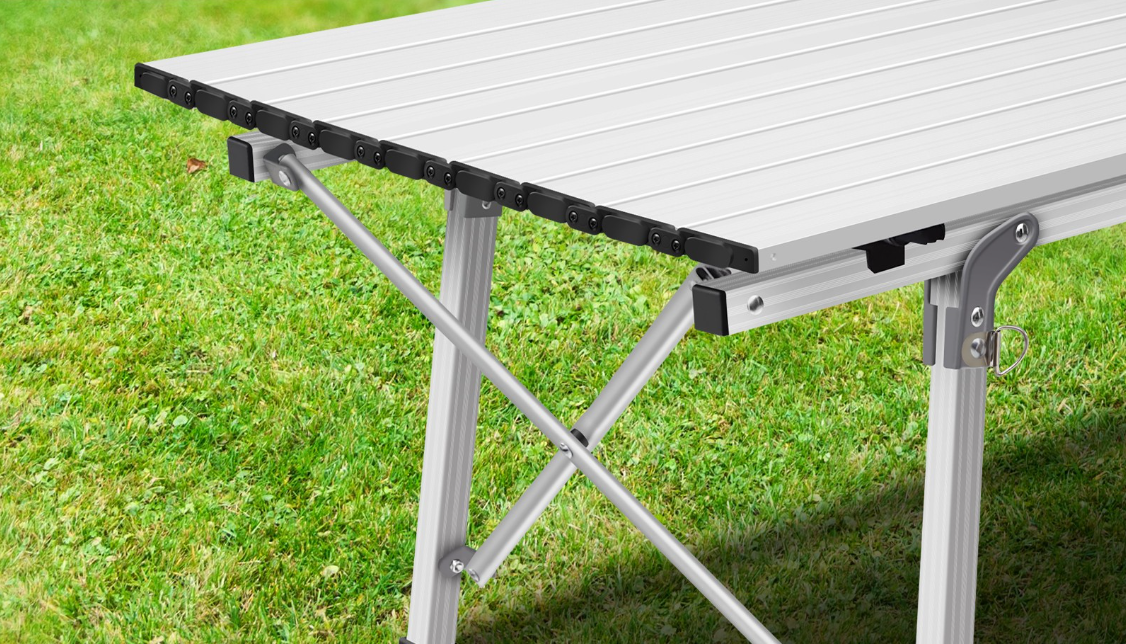 Opvouwbare Campingtafel 90 cm – Verstelbare Hoogte met Lichtgewicht Aluminium en Opbergruimte