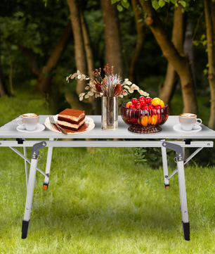 Opvouwbare Campingtafel 90 cm – Verstelbare Hoogte met Lichtgewicht Aluminium en Opbergruimte