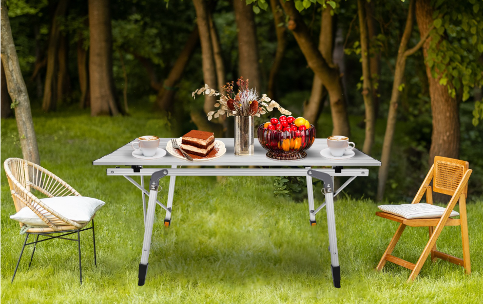 Opvouwbare Campingtafel 90 cm – Verstelbare Hoogte met Lichtgewicht Aluminium en Opbergruimte