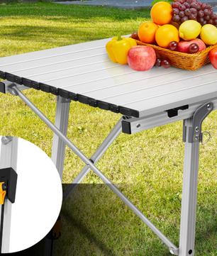 Opvouwbare Campingtafel 90 cm – Verstelbare Hoogte met Lichtgewicht Aluminium en Opbergruimte