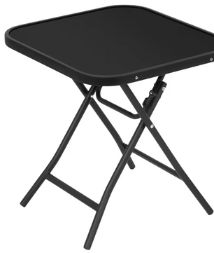 Opvouwbare Bijzettafel met Glazen Blad – Compacte Balkon- en Campingtafel met Metalen Frame