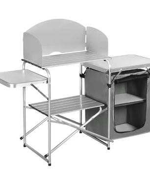 Opvouwbare Camping Keukenkast – Aluminium Kooktafel met Opbergruimte en Windscherm