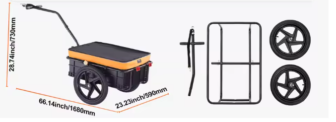 Opvouwbare Fiets Cargo Trailer – Bagageaanhanger tot 40 kg met Regenhoes en Reflectoren