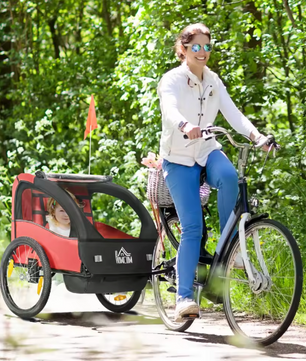Fietskar voor Kinderen – 2 Zitplaatsen met Veiligheidsgordels en Opbergruimte