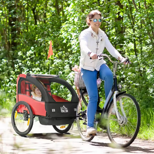 Fietskar voor Kinderen – 2 Zitplaatsen met Veiligheidsgordels en Opbergruimte