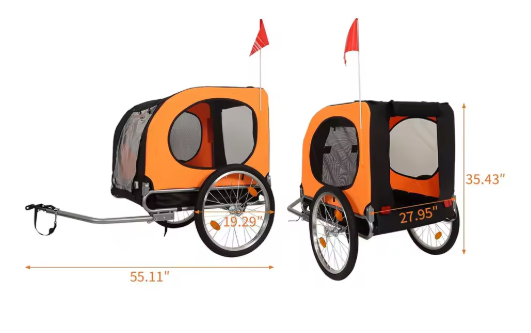 Opvouwbare Hondenfietskar – Fiets Trailer voor Huisdieren tot 44 kg met Ventilatie en Snelle Montage