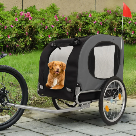 Opvouwbare Hondenfietskar – Fiets Trailer voor Huisdieren tot 44 kg met Ventilatie en Snelle Montage
