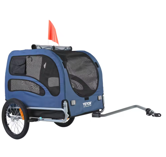 Opvouwbare Hondenfietskar – Fietsaanhanger voor Huisdieren tot 45 kg met Reflectoren en Vlag