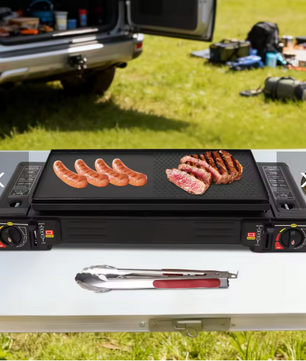 Draagbaar 2-Pits Camping Gasstel – 2x 2500W met Automatische Ontsteking en Draagkoffer