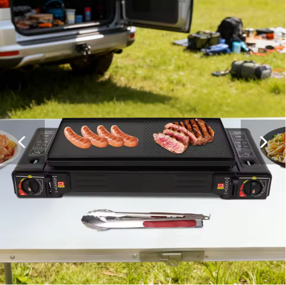 Draagbaar 2-Pits Camping Gasstel – 2x 2500W met Automatische Ontsteking en Draagkoffer