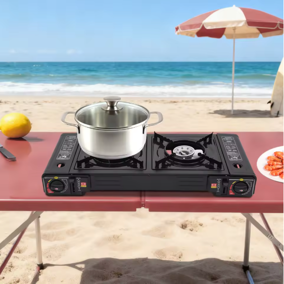 Draagbaar 2-Pits Camping Gasstel – 2x 2500W met Automatische Ontsteking en Draagkoffer