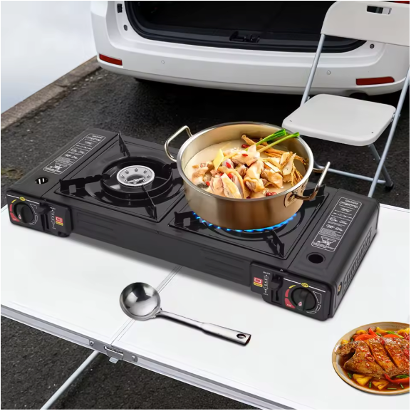 Draagbaar 2-Pits Camping Gasstel – 2x 2500W met Automatische Ontsteking en Draagkoffer