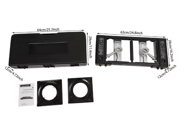 Draagbaar 2-Pits Camping Gasstel – 2x 2500W met Automatische Ontsteking en Draagkoffer