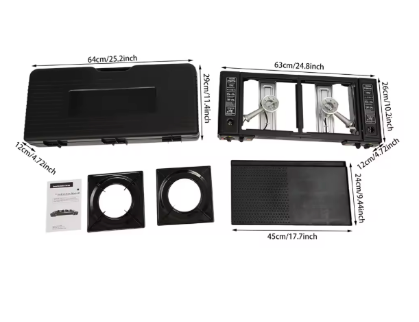 Draagbaar 2-Pits Camping Gasstel – 2x 2500W met Automatische Ontsteking en Draagkoffer