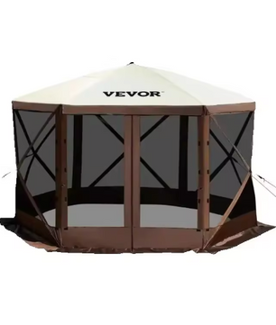 Pop-up Camping Partytent 6-Zijdig – Waterdichte Gazebo met Muskietennet en Zijwanden