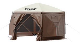 Pop-up Camping Partytent 6-Zijdig – Waterdichte Gazebo met Muskietennet en Zijwanden