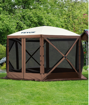 Pop-up Camping Partytent 6-Zijdig – Waterdichte Gazebo met Muskietennet en Zijwanden