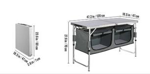 Opvouwbare Camping Keukentafel – Verstelbaar en Compact met Opbergvakken voor Outdoor en BBQ