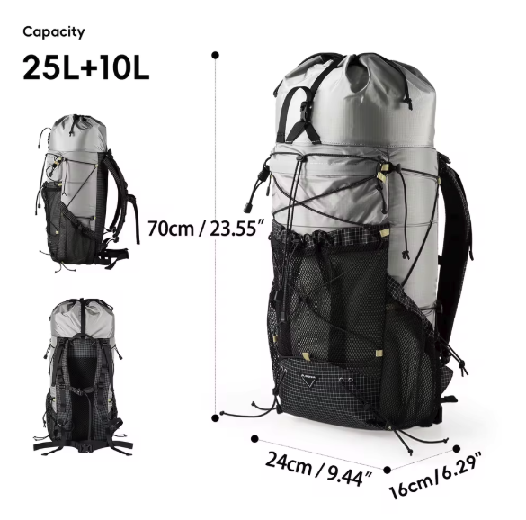 Ultralichte Camping Rugzak 25+10L – Waterbestendig en Ademend voor Hiking, Reizen en Outdoor