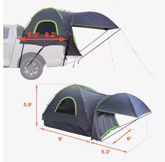 Truck Tent voor Pick-up 2-3 Personen – Waterdichte Laadbak Tent met Luifel voor Camping