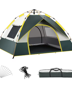 3-4 Persoons Pop-up Camping Tent – Waterdicht, Winddicht en UV Bescherming met 2 Deuren