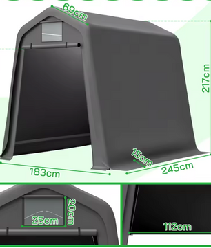Fietsenstalling Tent 245 × 183 × 217 cm – Waterdichte Opslagtent voor Fiets, Motor en Tuin