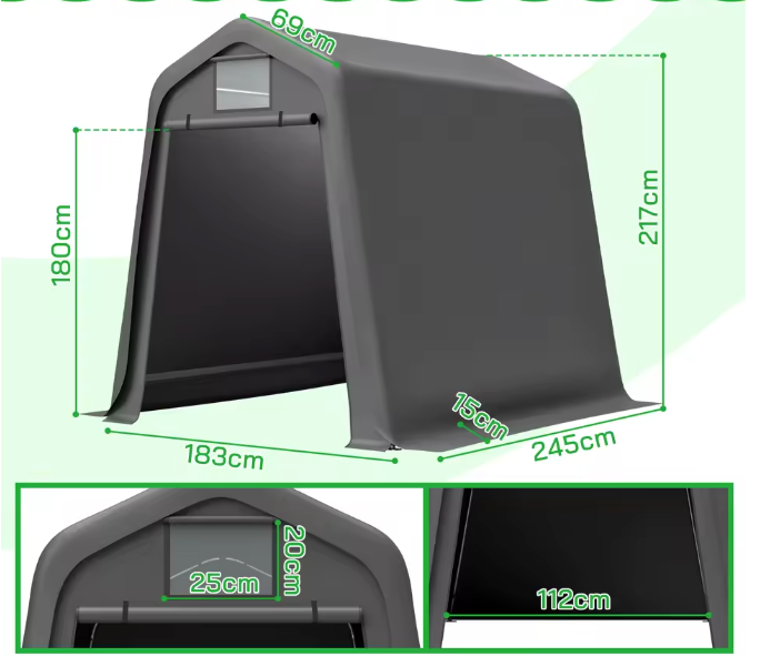 Fietsenstalling Tent 245 × 183 × 217 cm – Waterdichte Opslagtent voor Fiets, Motor en Tuin