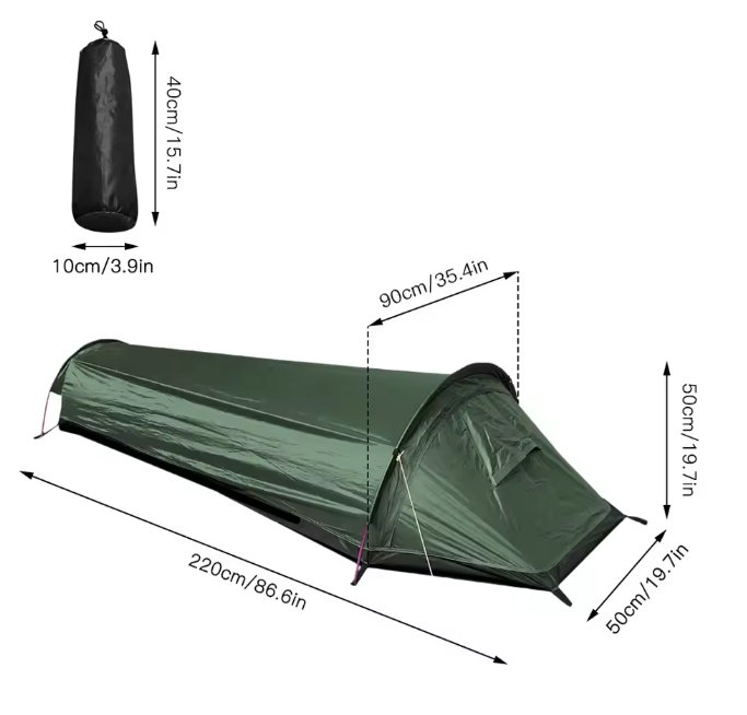 Ultralichte 1-Persoons Backpacking Tent – Waterdicht en Compact voor Hiking en Camping