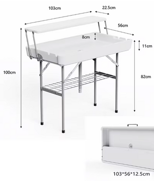 Opvouwbare Koeltafel voor Buiten – Inclusief IJsbak en Extra Opbergplank, Ideaal voor Tuin, Camping en Feesten