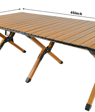 Opvouwbare Campingtafel – Lichtgewicht Aluminium Tafel met Houtlook, Draagbaar en Stevig