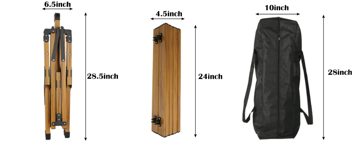 Opvouwbare Campingtafel – Lichtgewicht Aluminium Tafel met Houtlook, Draagbaar en Stevig