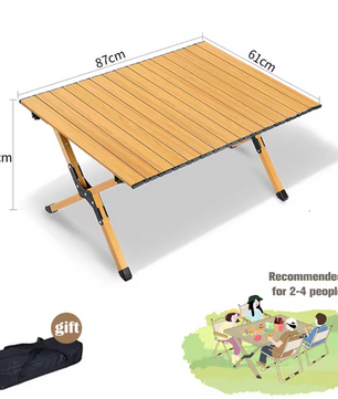 Opvouwbare Campingtafel – Lichtgewicht Aluminium Tafel met Houtlook, Draagbaar en Stevig