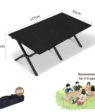 Opvouwbare Campingtafel – Lichtgewicht Aluminium Tafel met Houtlook, Draagbaar en Stevig