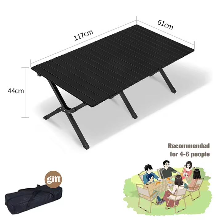 Opvouwbare Campingtafel – Lichtgewicht Aluminium Tafel met Houtlook, Draagbaar en Stevig