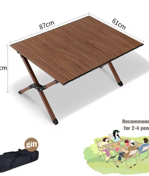 Opvouwbare Campingtafel – Lichtgewicht Aluminium Tafel met Houtlook, Draagbaar en Stevig