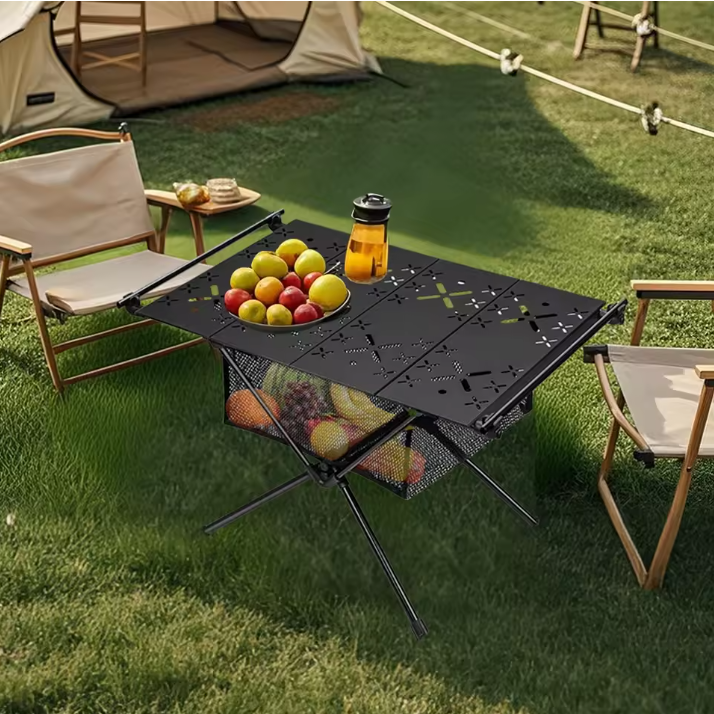 Opvouwbare Campingtafel met Opbergnet – Lichtgewicht Aluminium Bijzettafel voor Outdoor Gebruik
