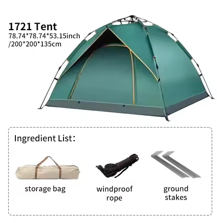Automatische Pop-Up Tent voor 3-4 Personen – Waterdicht en UV-Beschermend, Snel Opzetbaar