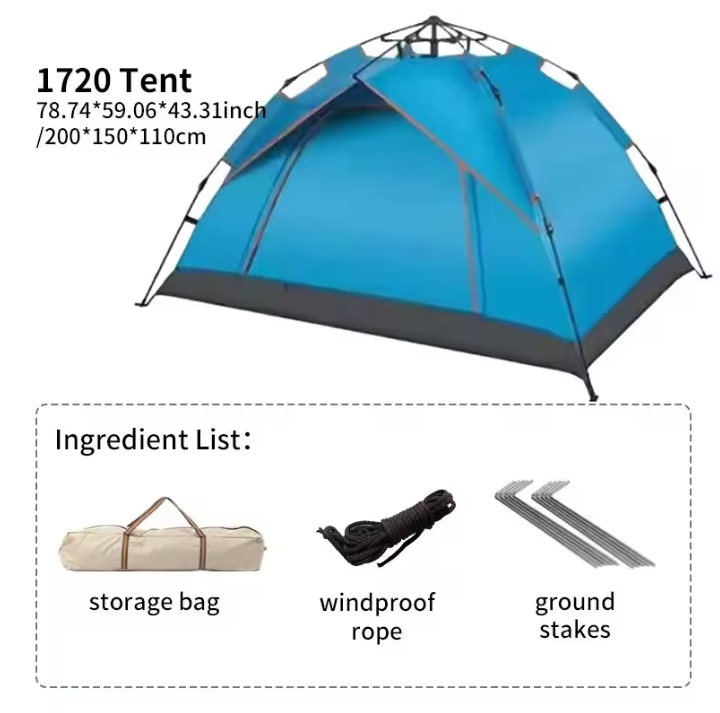 Automatische Pop-Up Tent voor 3-4 Personen – Waterdicht en UV-Beschermend, Snel Opzetbaar