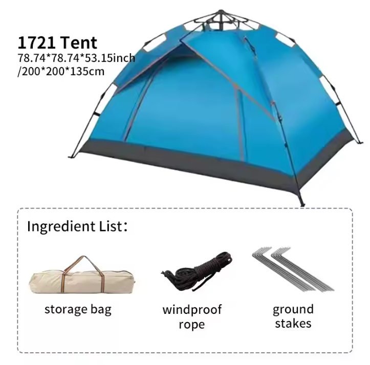 Automatische Pop-Up Tent voor 3-4 Personen – Waterdicht en UV-Beschermend, Snel Opzetbaar