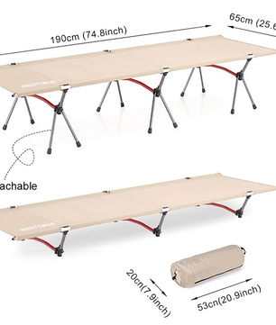 Opvouwbaar Campingbed – Ultralicht Aluminium Veldbed voor Outdoor, Hiking en Reizen