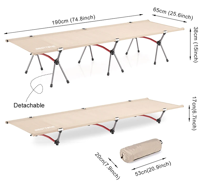 Opvouwbaar Campingbed – Ultralicht Aluminium Veldbed voor Outdoor, Hiking en Reizen