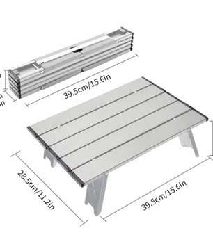 Mini Campingtafel Opvouwbaar – Ultralicht Aluminium Roll-Up Tafel voor Outdoor, Picknick en BBQ