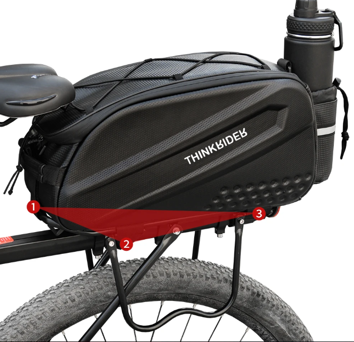 Fiets Bagagedrager Tas 14L – Harde Shell Fietstas Waterafstotend met Schouderband