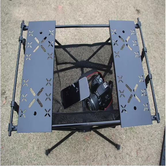 Opvouwbare Campingtafel 59 x 39 cm – Aluminium Tactische Tafel met Opbergnet en Haken