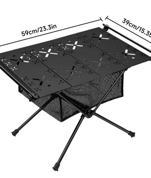 Opvouwbare Campingtafel 59 x 39 cm – Aluminium Tactische Tafel met Opbergnet en Haken