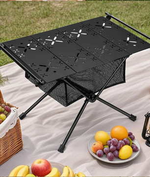Opvouwbare Campingtafel 59 x 39 cm – Aluminium Tactische Tafel met Opbergnet en Haken