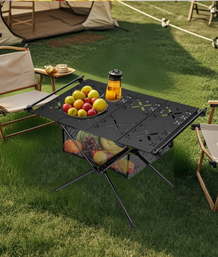 Opvouwbare Campingtafel 59 x 39 cm – Aluminium Tactische Tafel met Opbergnet en Haken