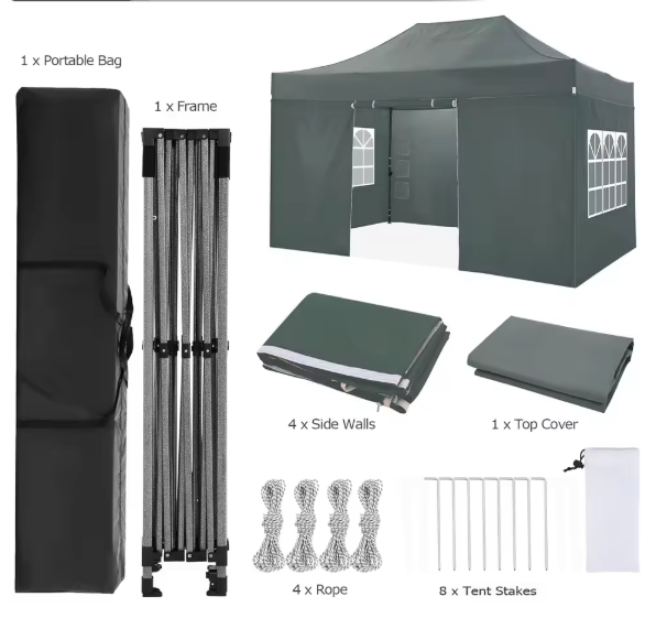 Professionele Pop-up Partytent 300 x 450 cm – Waterdicht, UV50+ met 4 Zijwanden