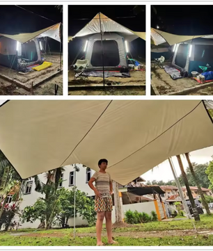 Grote Camping Tarp 510 x 510 cm – Waterdicht Octagon Zonnescherm voor Outdoor en Strand